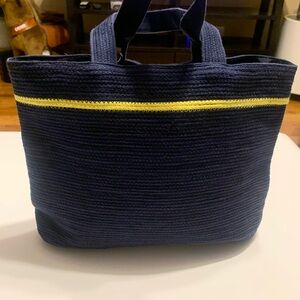 Fossil Blue and Yellow Tote Bag with Sporty Design